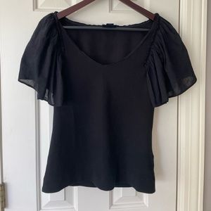 Anthropologie Maeve black flutter sleeve top medium